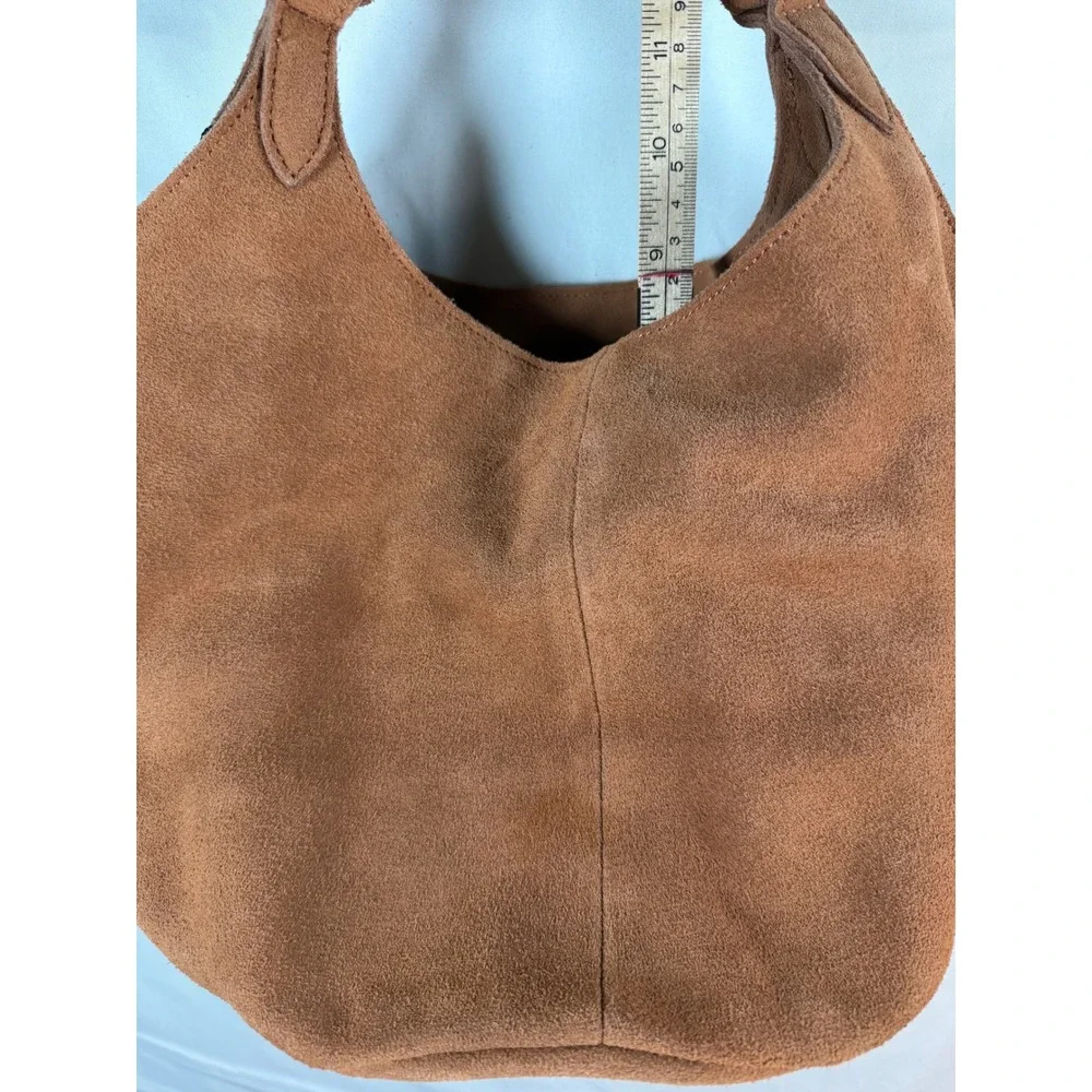 M.I.L.A Emma Bag Tan Brown Suede Leather Hobo Shoulder Bag Womens‎ MILA Handbag